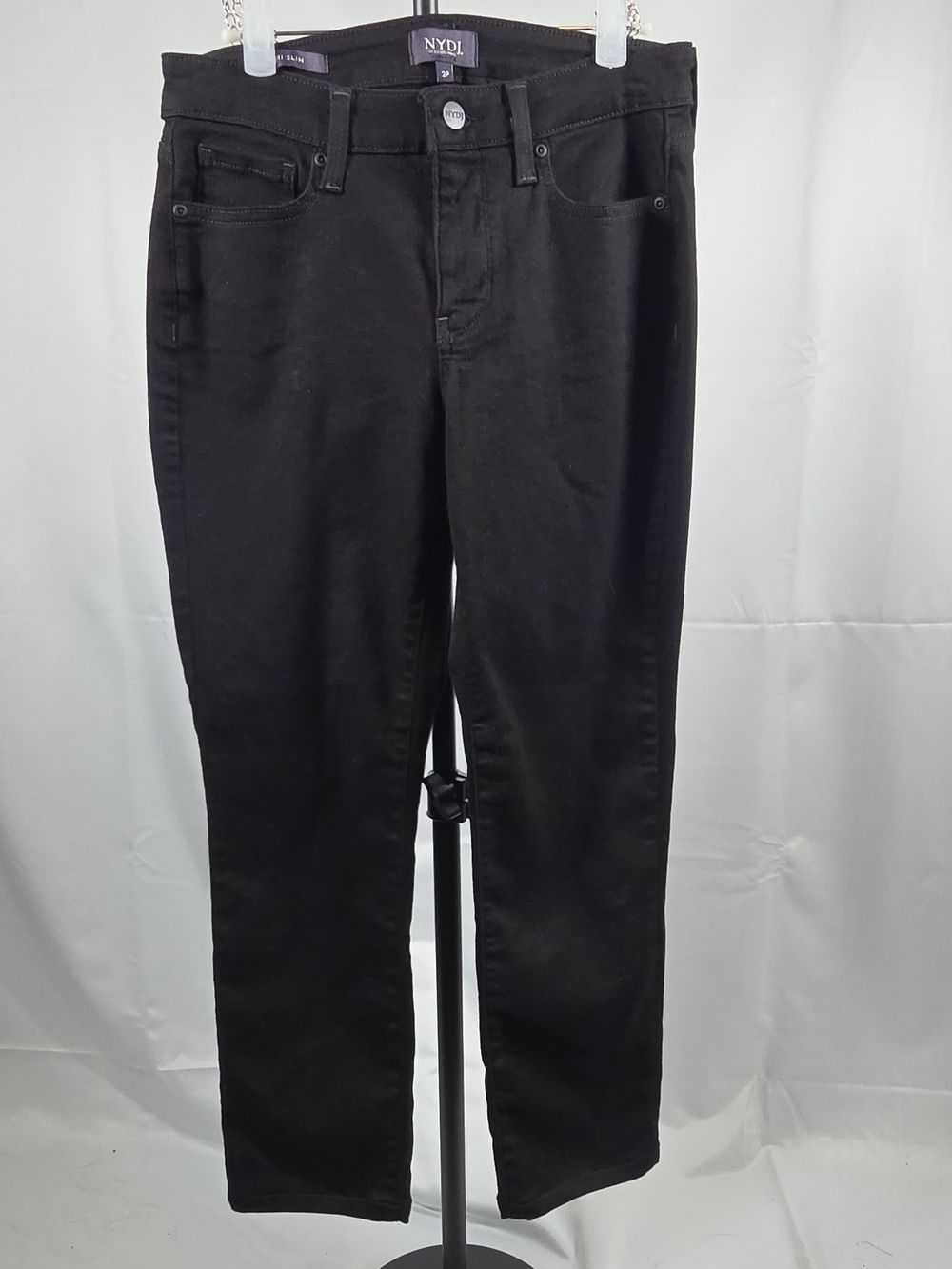 NYDJ Womem's Black Sheri Slim Jeans - Classic Straight Fit Size 2P
